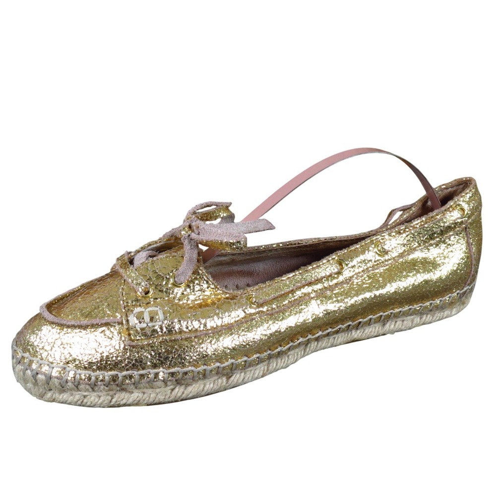 Enzo Angiolini Admond Women Flat Size 6 Casual Metallic Gold Leather Espadrille